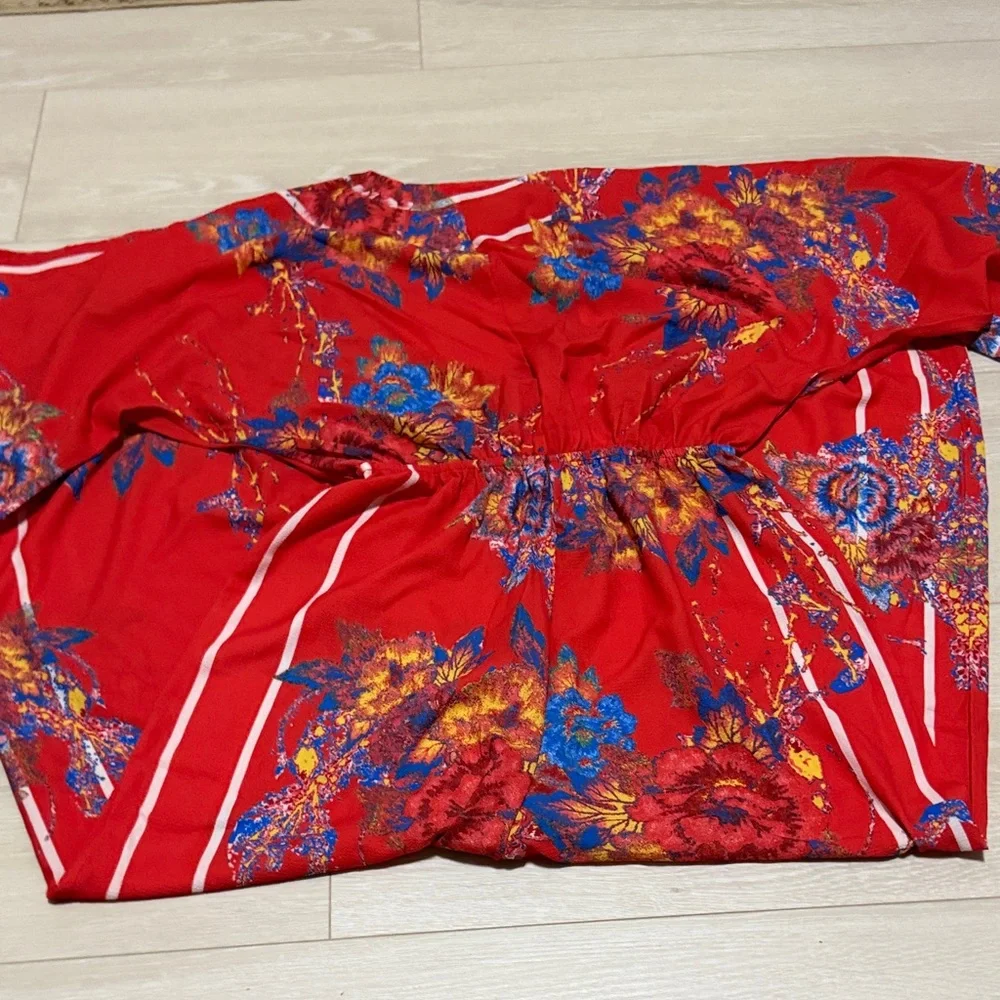 Flying Tomato Red and Blue Floral Jumpsuit - Picture 7 of 7